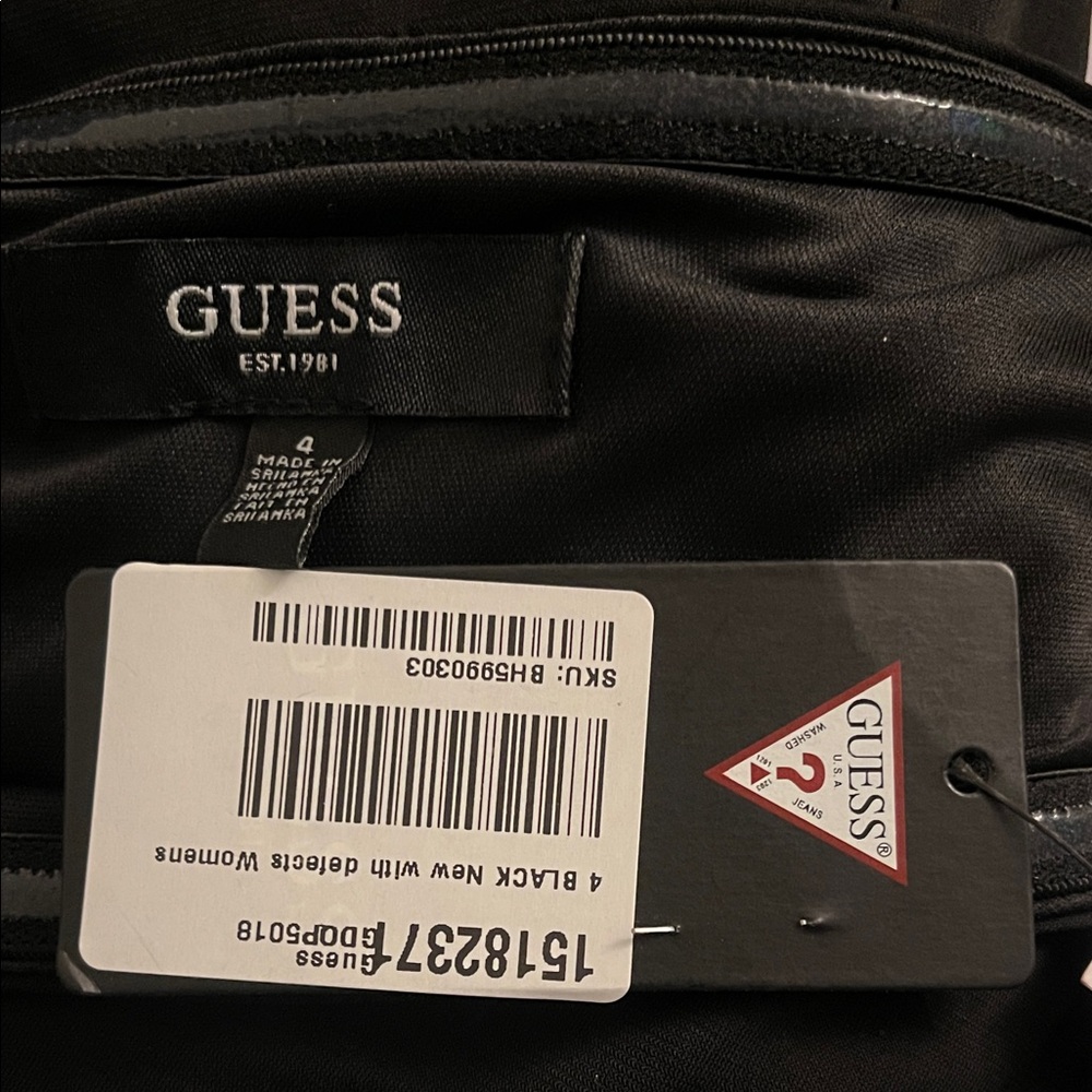 Guess Black One-Shoulder Dress with Gold Embellished-Sleeve Accents - Picture 2 of 5